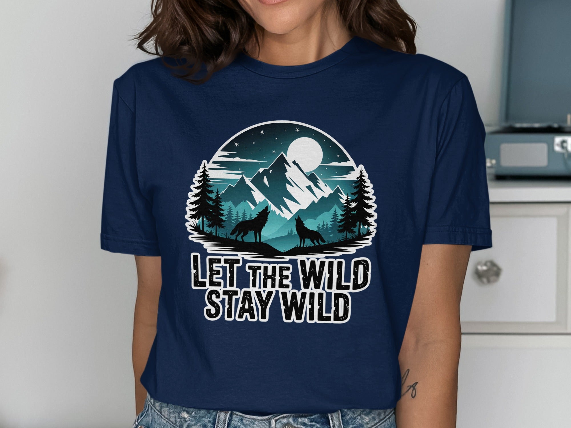 Let the Wild Stay Wild Wolf Design T-Shirt product